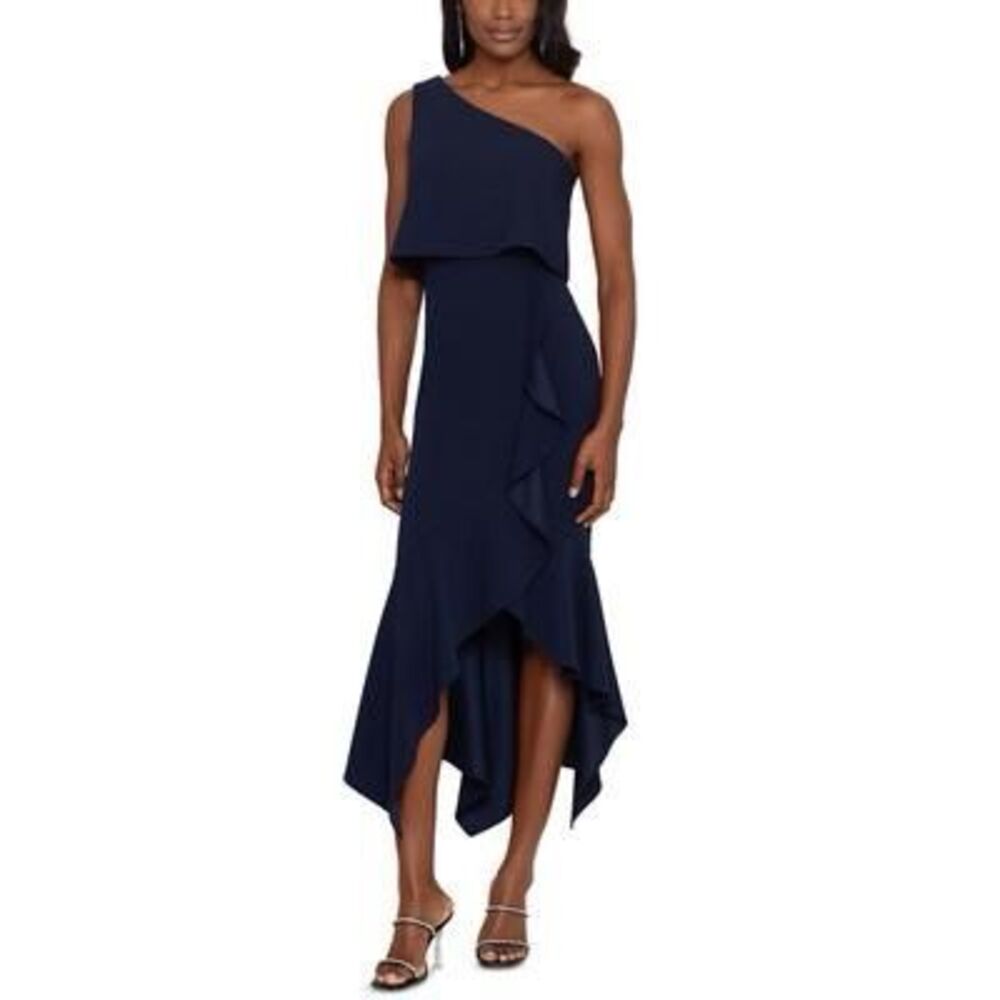Xscape Womens One Shoulder Pop Over Cocktail and Party Dress Size 14